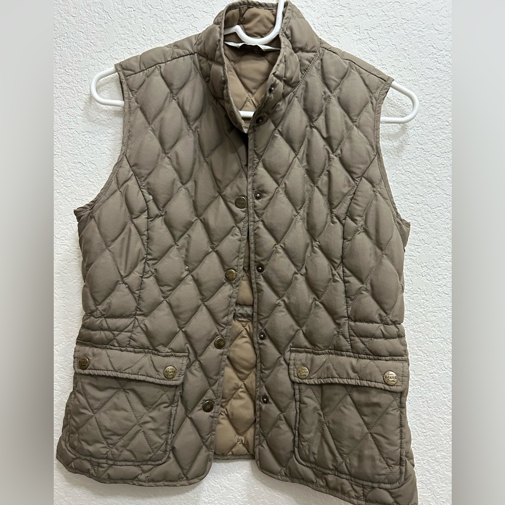 Eddie Bauer Puffer XS Vest Womens Brown Goose Down Fill Quilted Ladies Snap - Picture 2 of 6